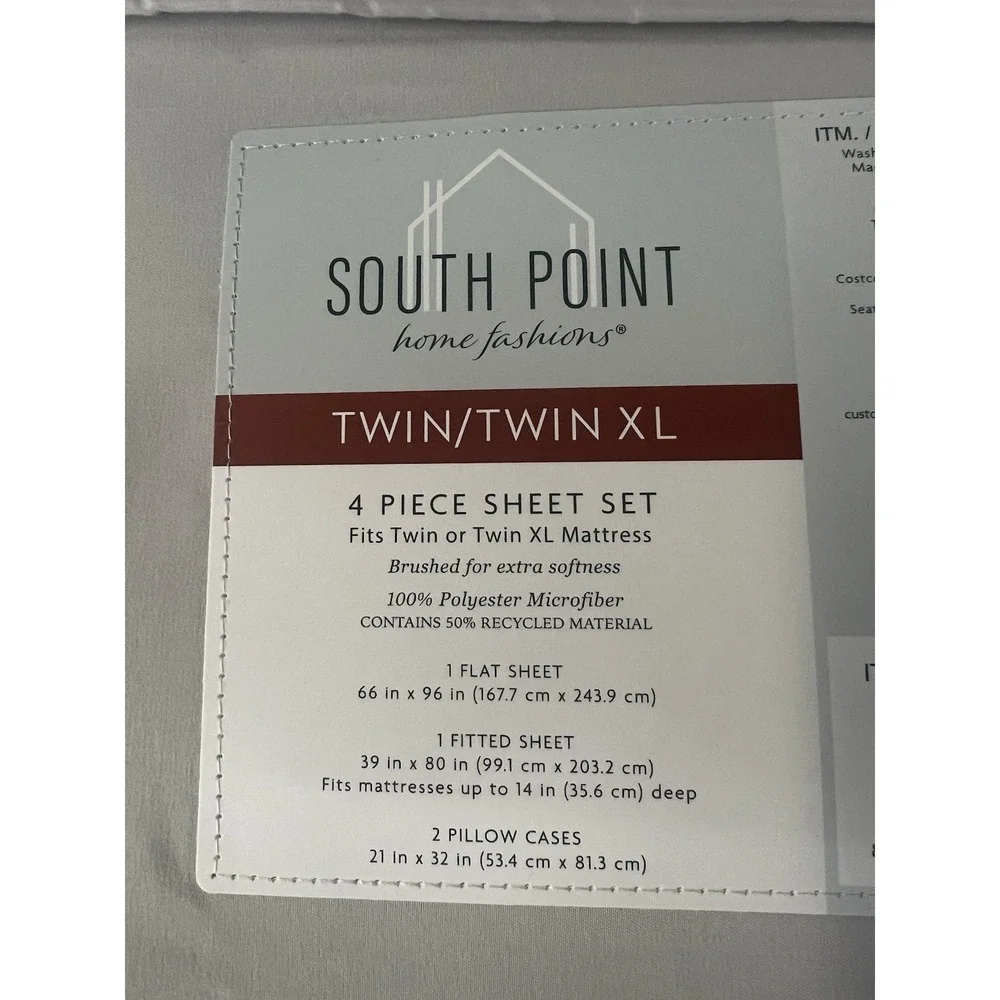 South Point Home Fashions 4 Piece Sheet Set Twin Twin XL Gray Microfiber 1019729